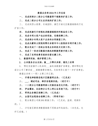 数据业务部2024年工作总结