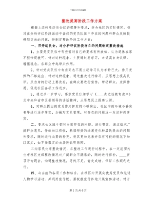 整改提高阶段工作方案