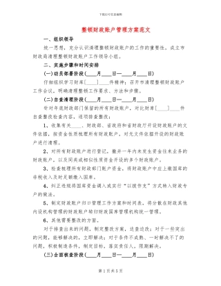 整顿财政账户管理方案范文