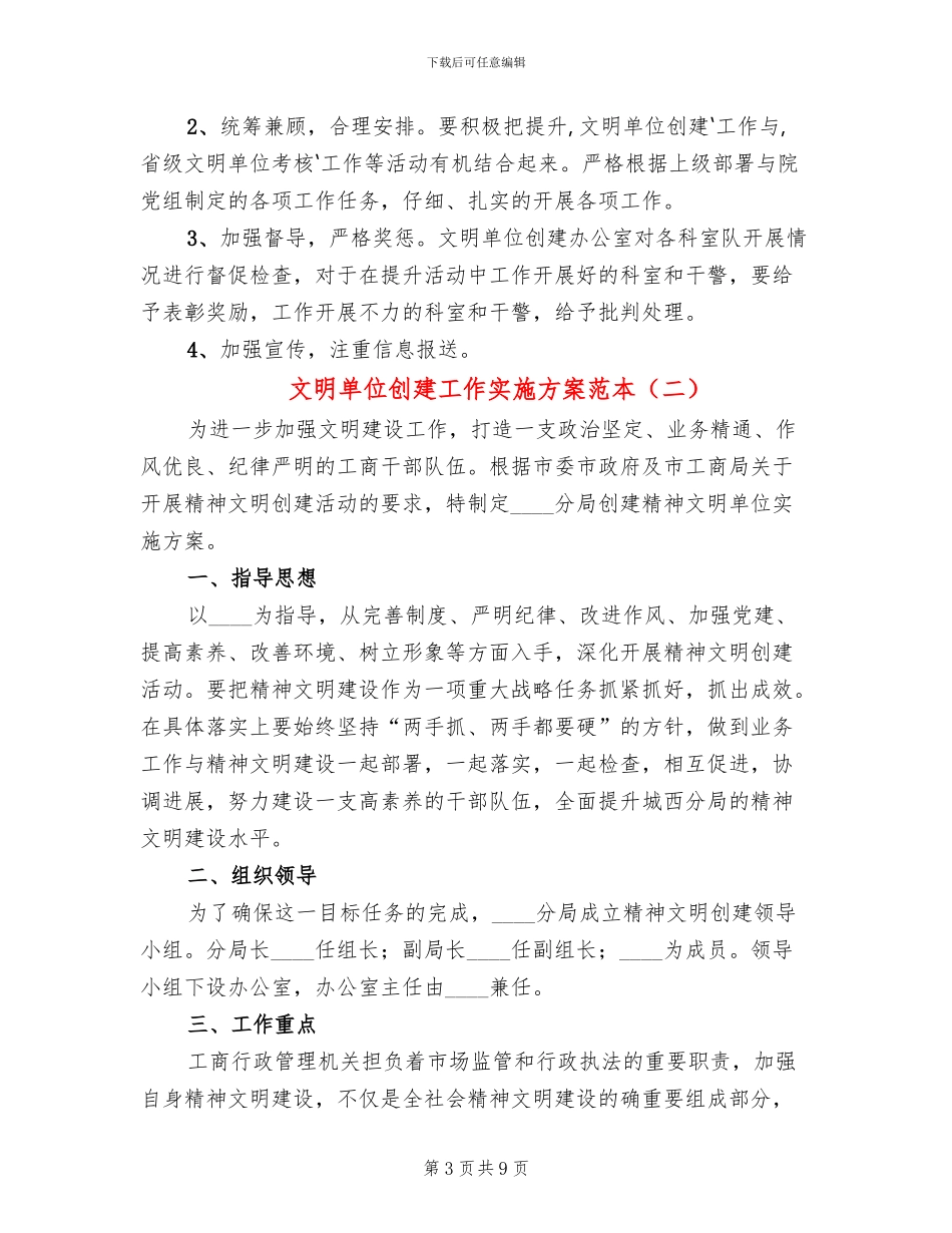 文明单位创建工作实施方案范本_第3页