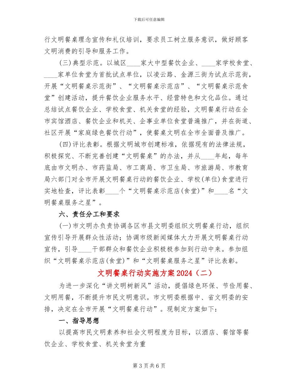 文明餐桌行动实施方案2024(2篇)_第3页