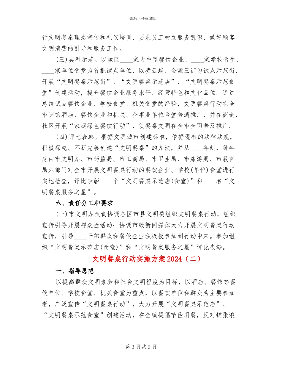 文明餐桌行动实施方案2024(3篇)_第3页
