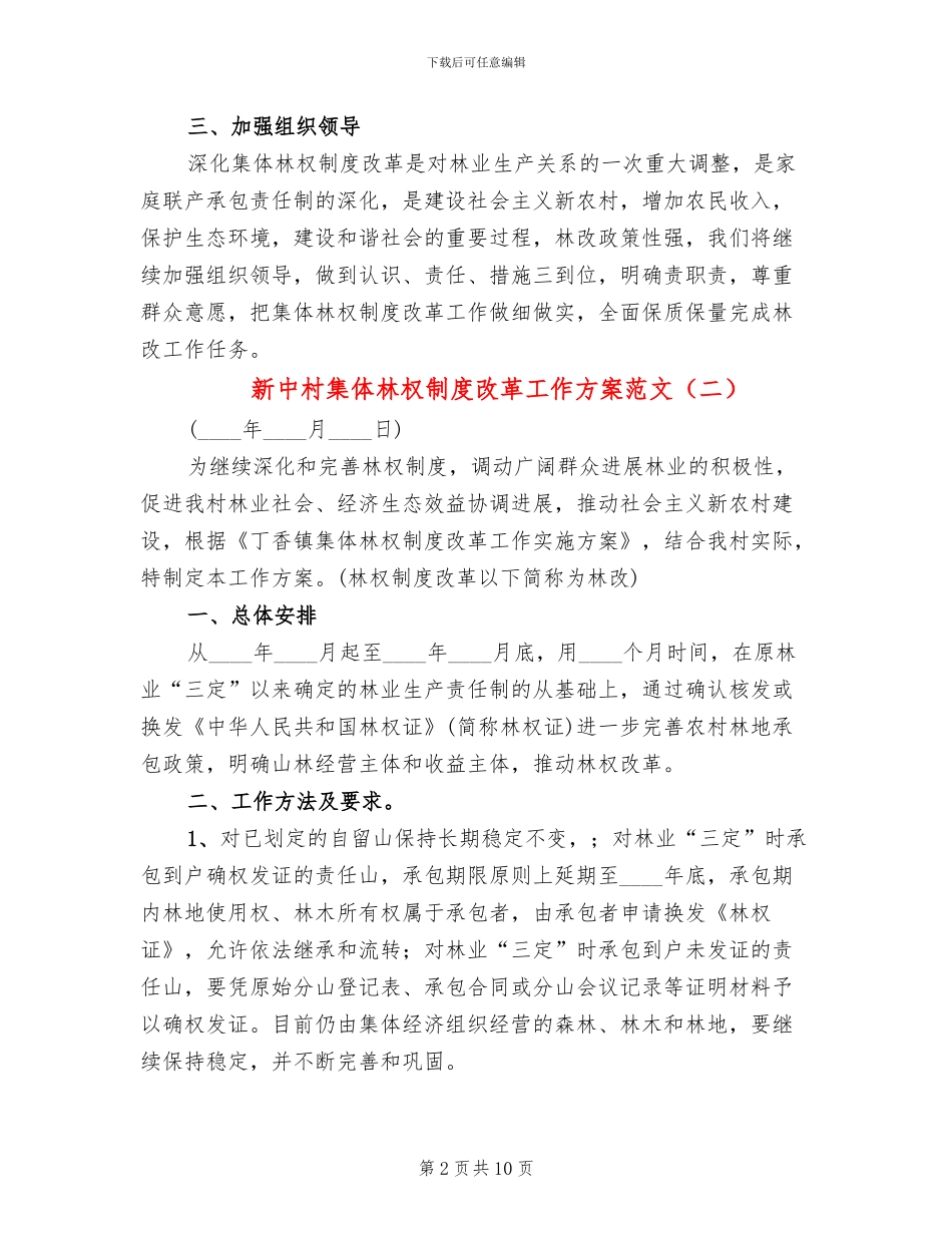 新中村集体林权制度改革工作方案范文_第2页