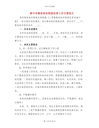 新中村集体林权制度改革工作方案范文