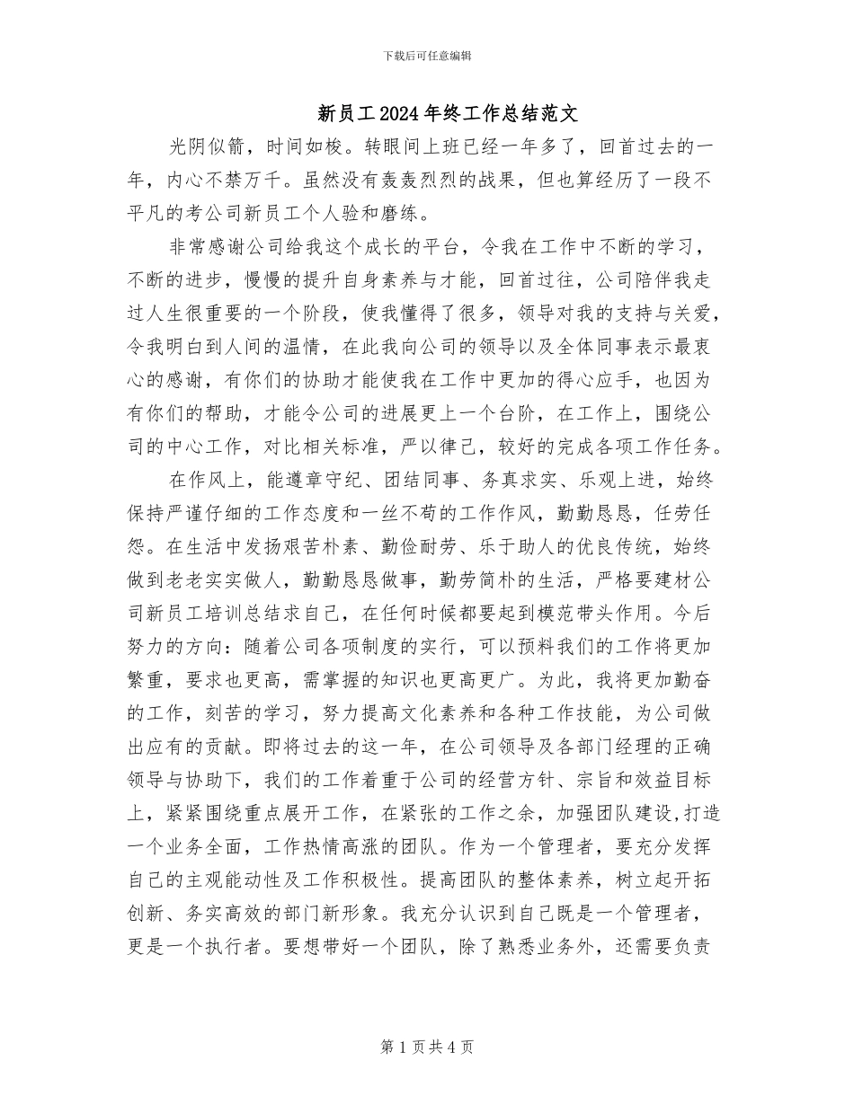 新员工2024年终工作总结范文_第1页