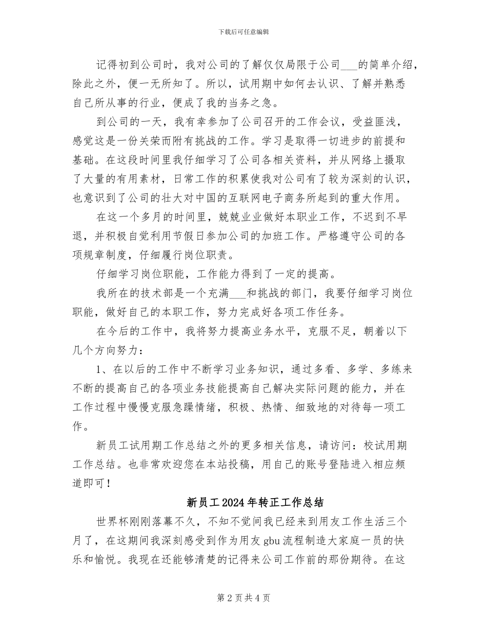 新员工2024年试用期工作总结_第2页