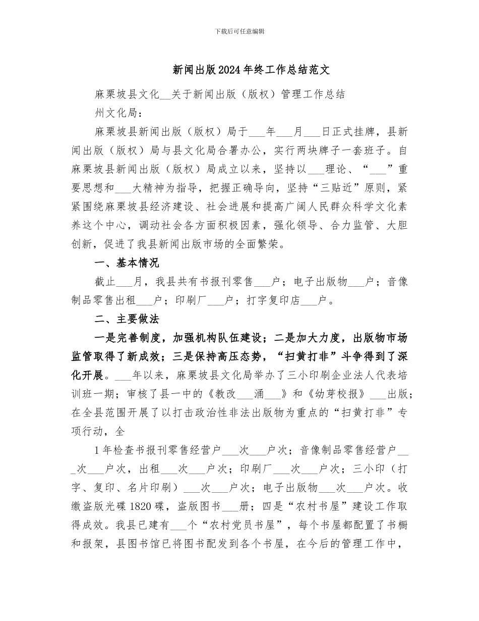 新闻出版2024年终工作总结范文_第1页