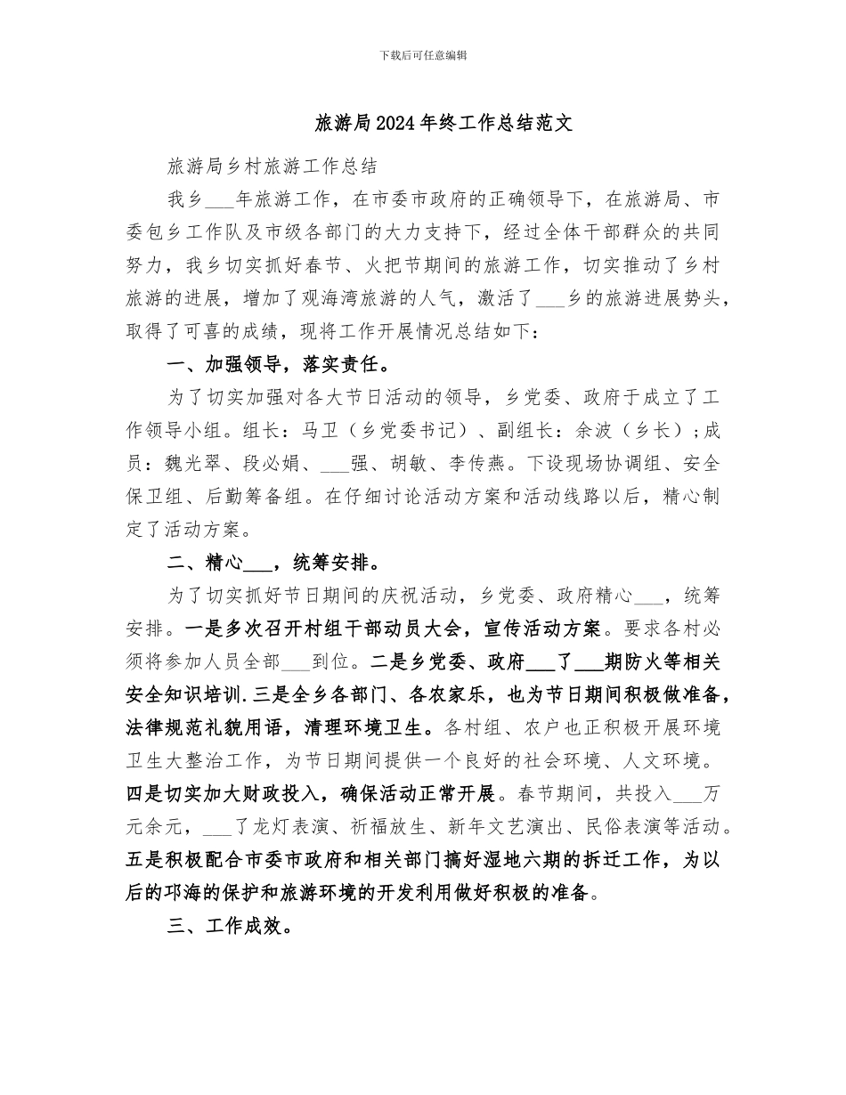 旅游局2024年终工作总结范文_第1页
