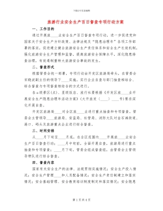 旅游行业安全生产百日督查专项行动方案