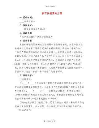 春节促销策划方案