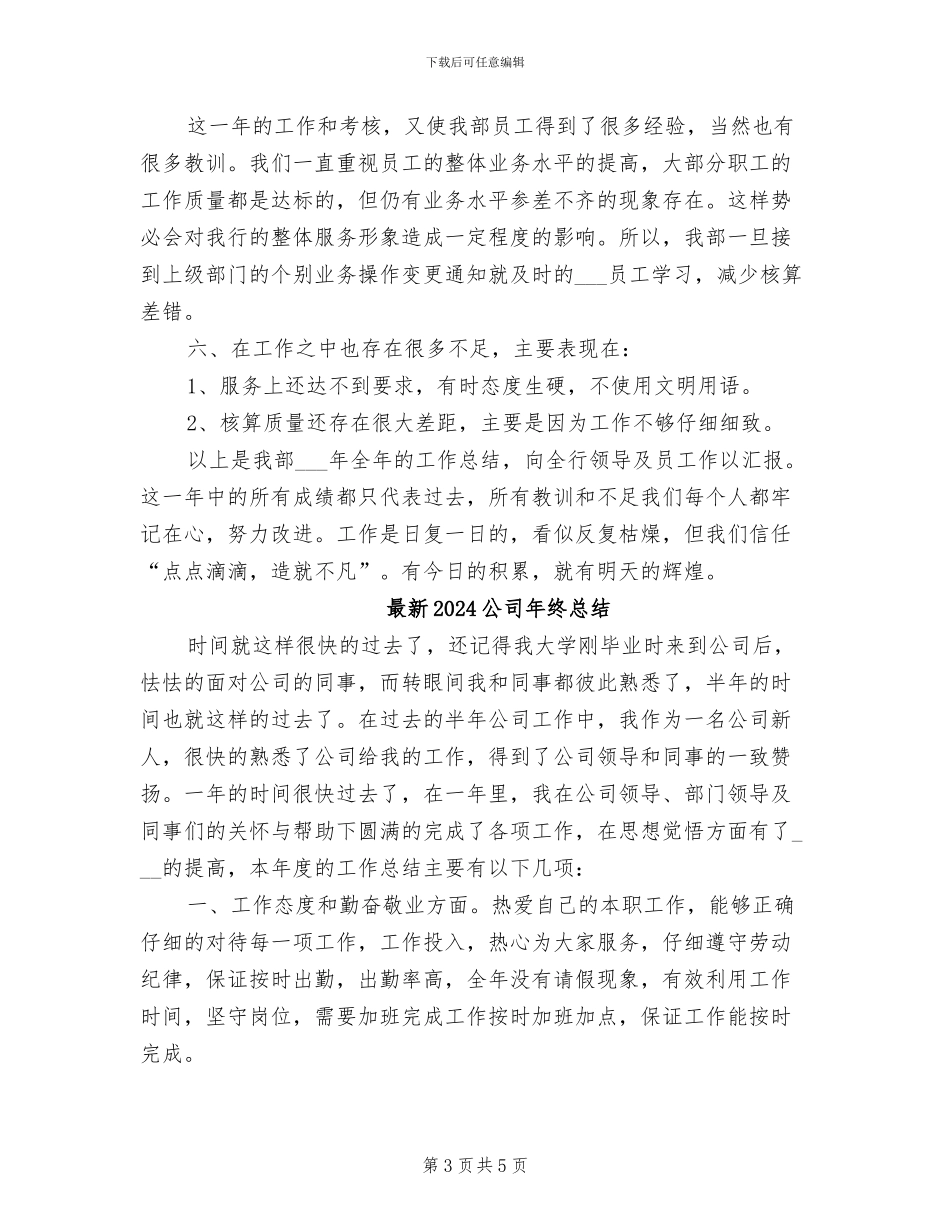 最新2024公司出纳工作年终总结范本_第3页