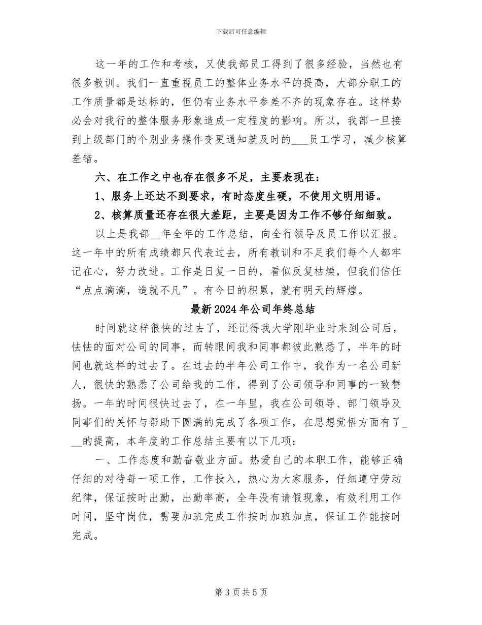 最新2024年公司出纳工作年终总结范本_第3页