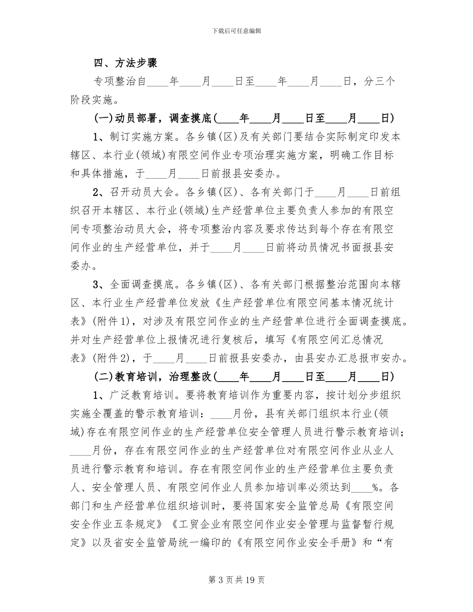 有限空间安全生产整治方案范文_第3页