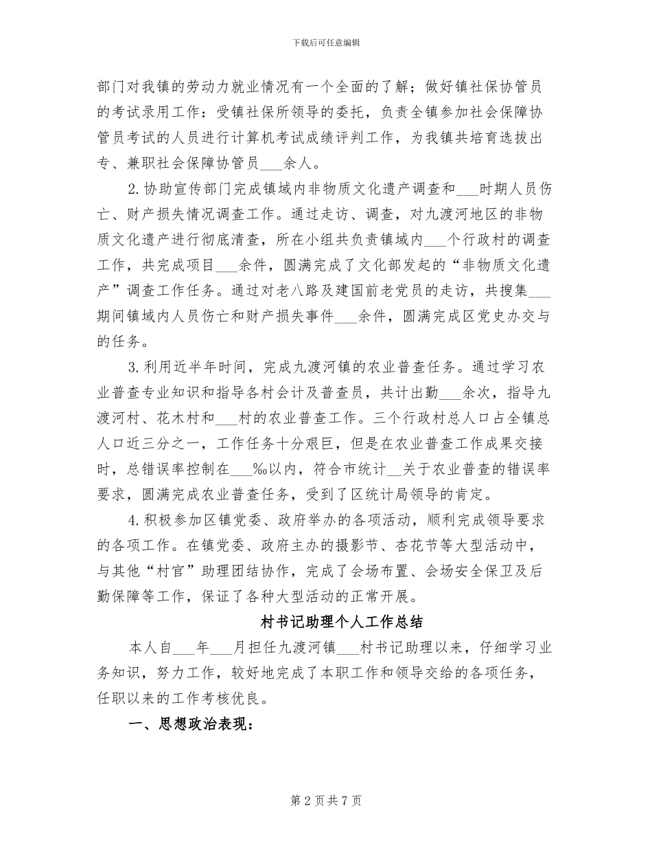 村书记助理2024年个人工作总结_第2页