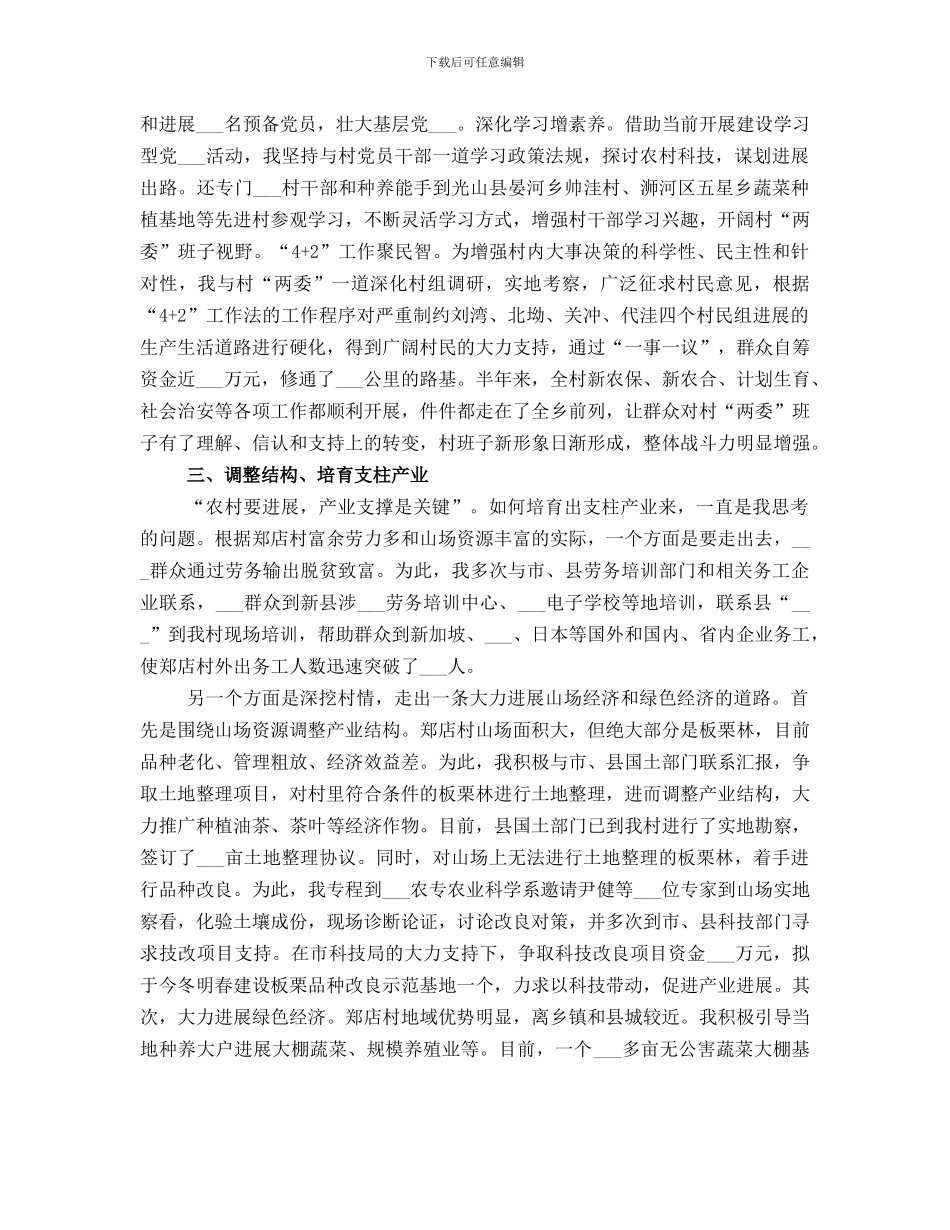 村书记个人工作总结范文_第2页