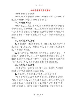 村级资金管理方案模板