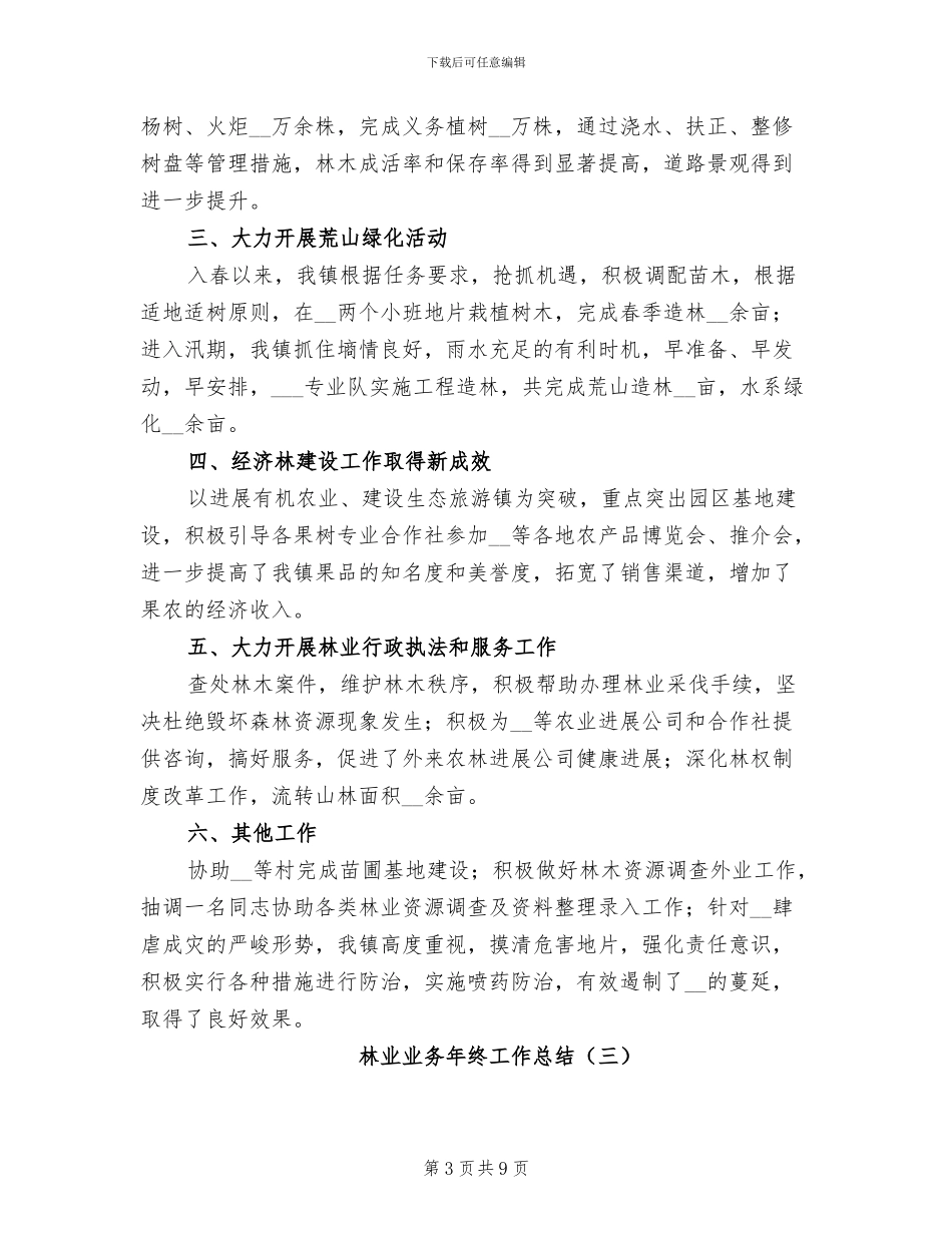 林业业务年终工作总结2024年_第3页