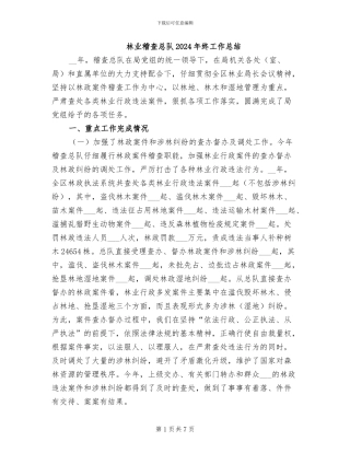 林业稽查总队2024年终工作总结