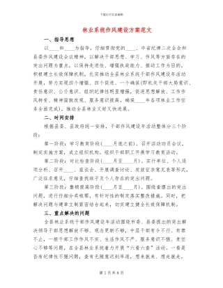 林业系统作风建设方案范文