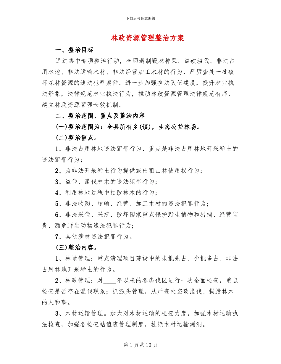 林政资源管理整治方案_第1页