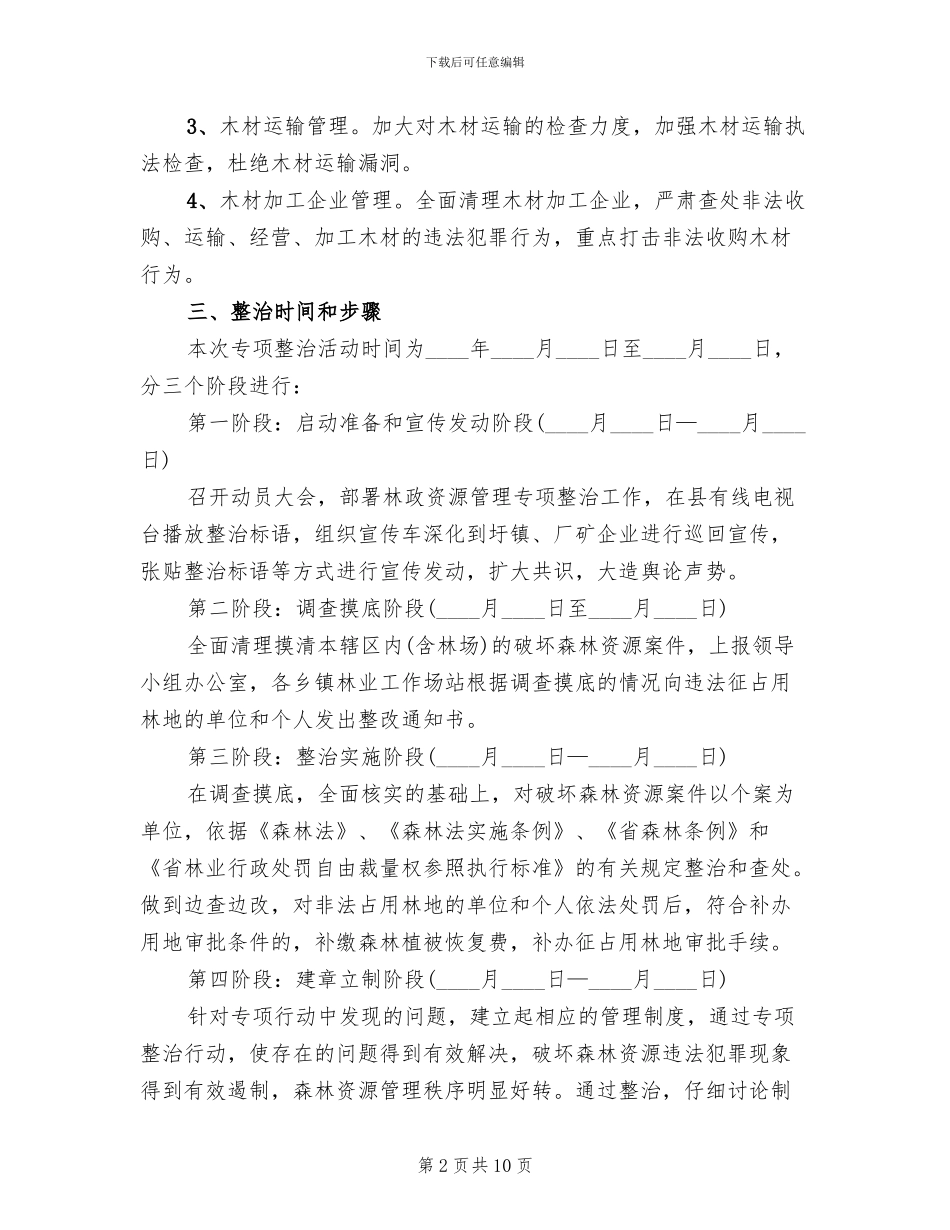 林政资源管理专项整治方案范文_第2页