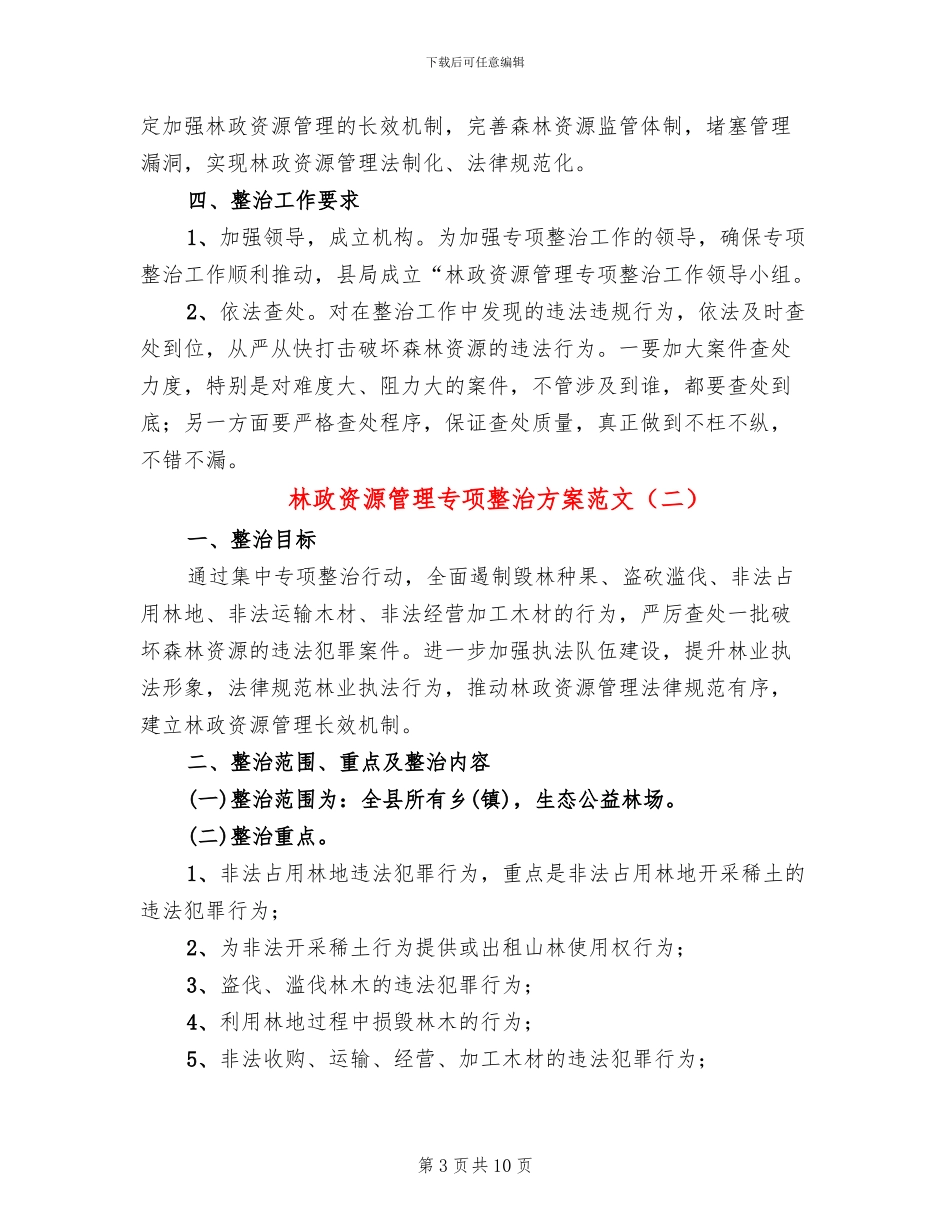 林政资源管理专项整治方案范文_第3页