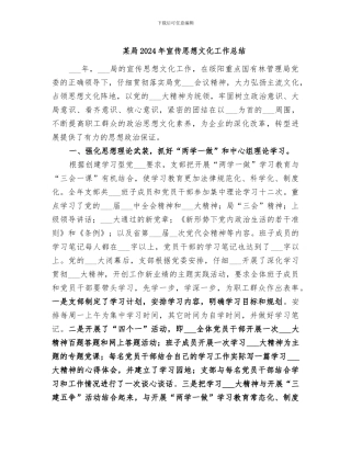 某局2024年宣传思想文化工作总结