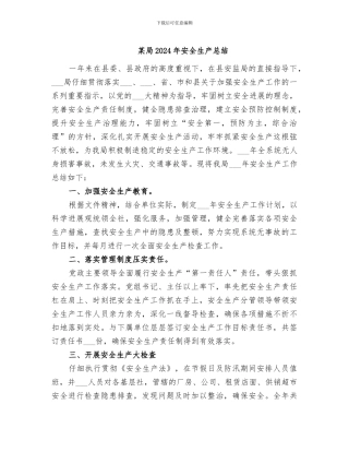 某局2024年安全生产总结