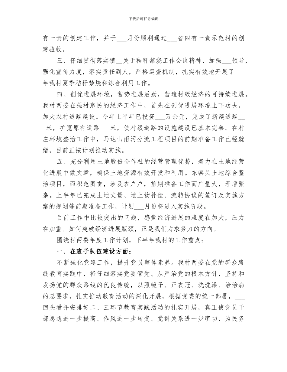 某村2024年上半年工作总结及下半年工作重点_第2页