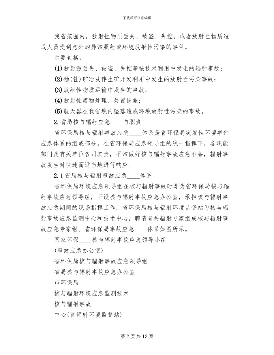 核和辐射事故应急预案范文_第2页