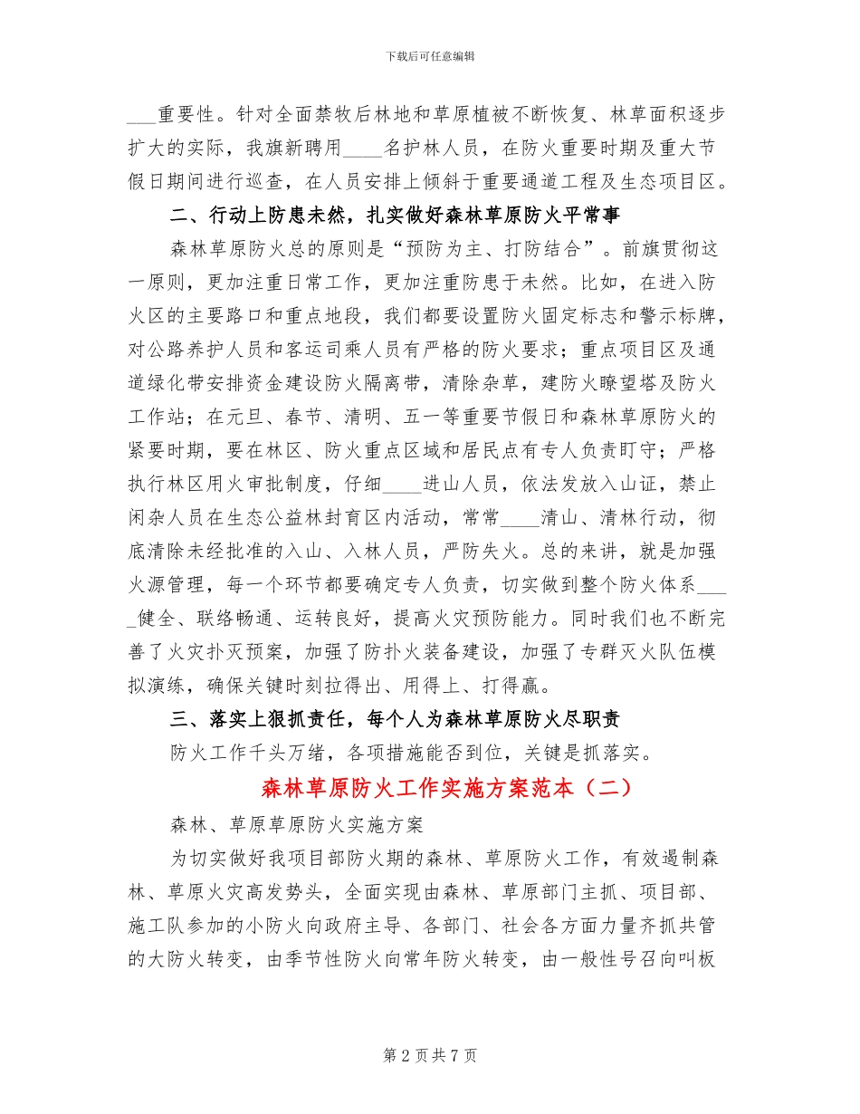 森林草原防火工作实施方案范本_第2页