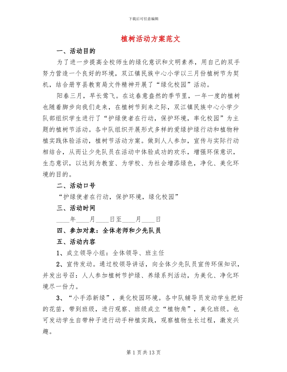 植树活动方案范文_第1页