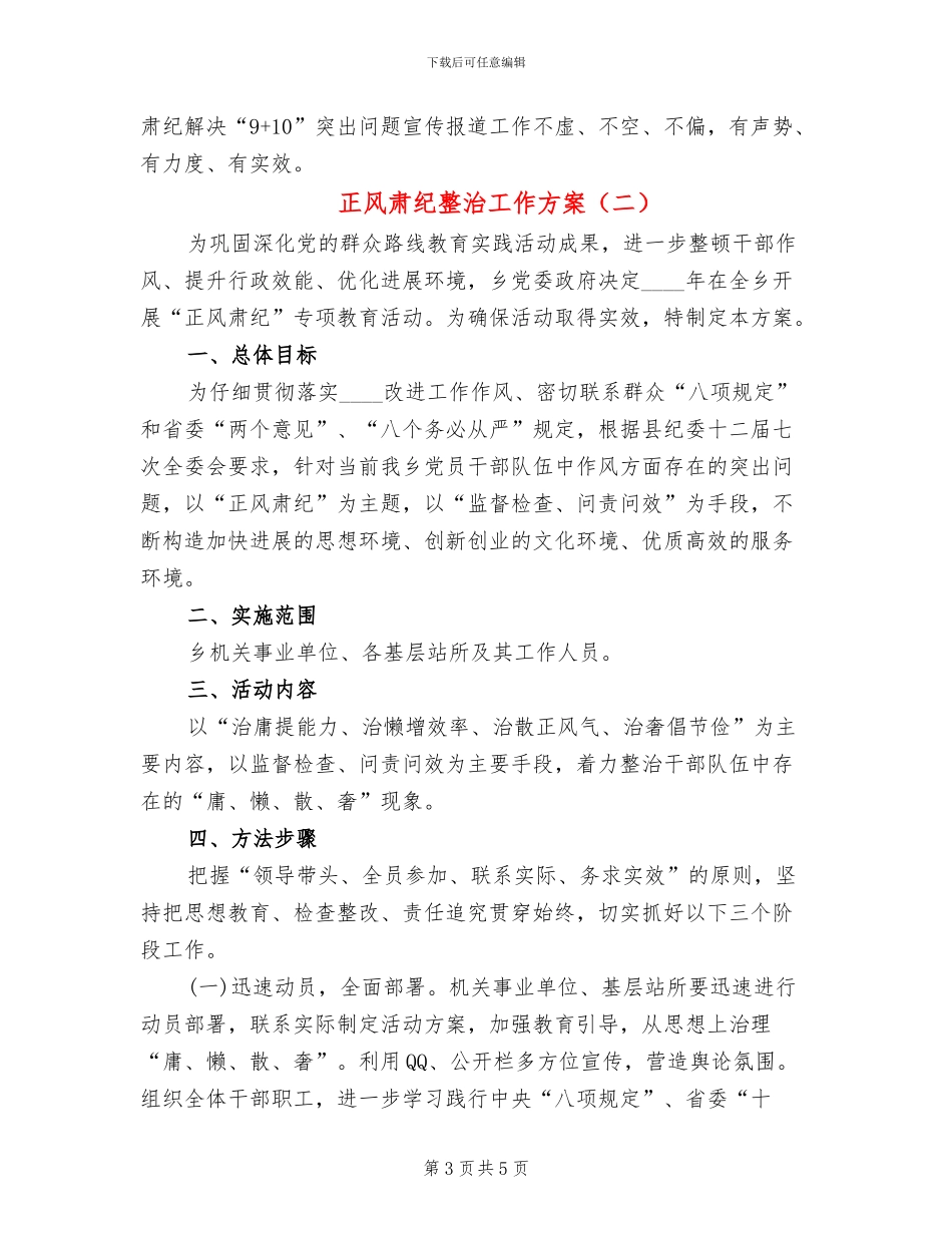 正风肃纪整治工作方案_第3页