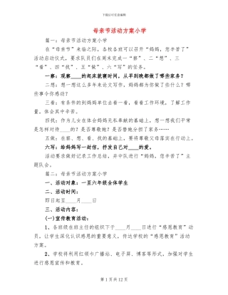 母亲节活动方案小学