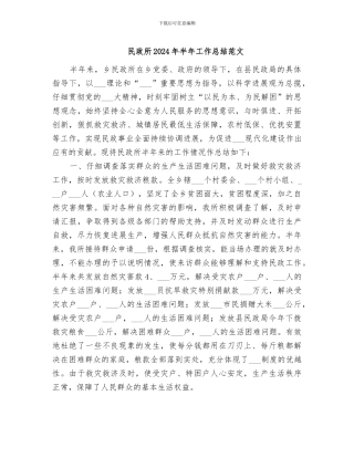 民政所2024年半年工作总结范文