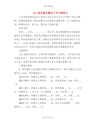 水土流失重点整治工作方案范文