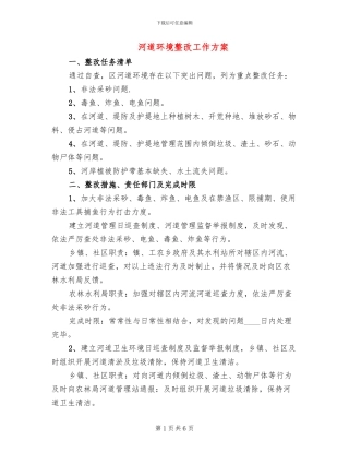 河道环境整改工作方案