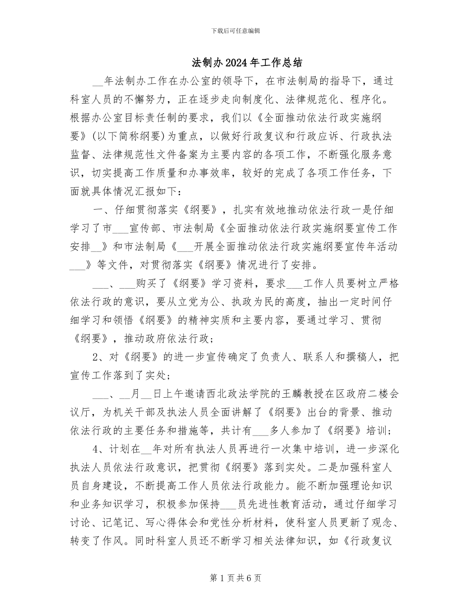 法制办2024年工作总结_第1页