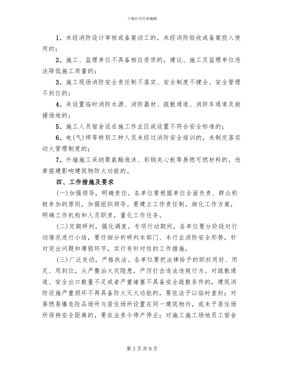 消防安全专项整治活动方案范文(3篇)_第3页