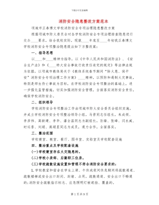消防安全隐患整改方案范本