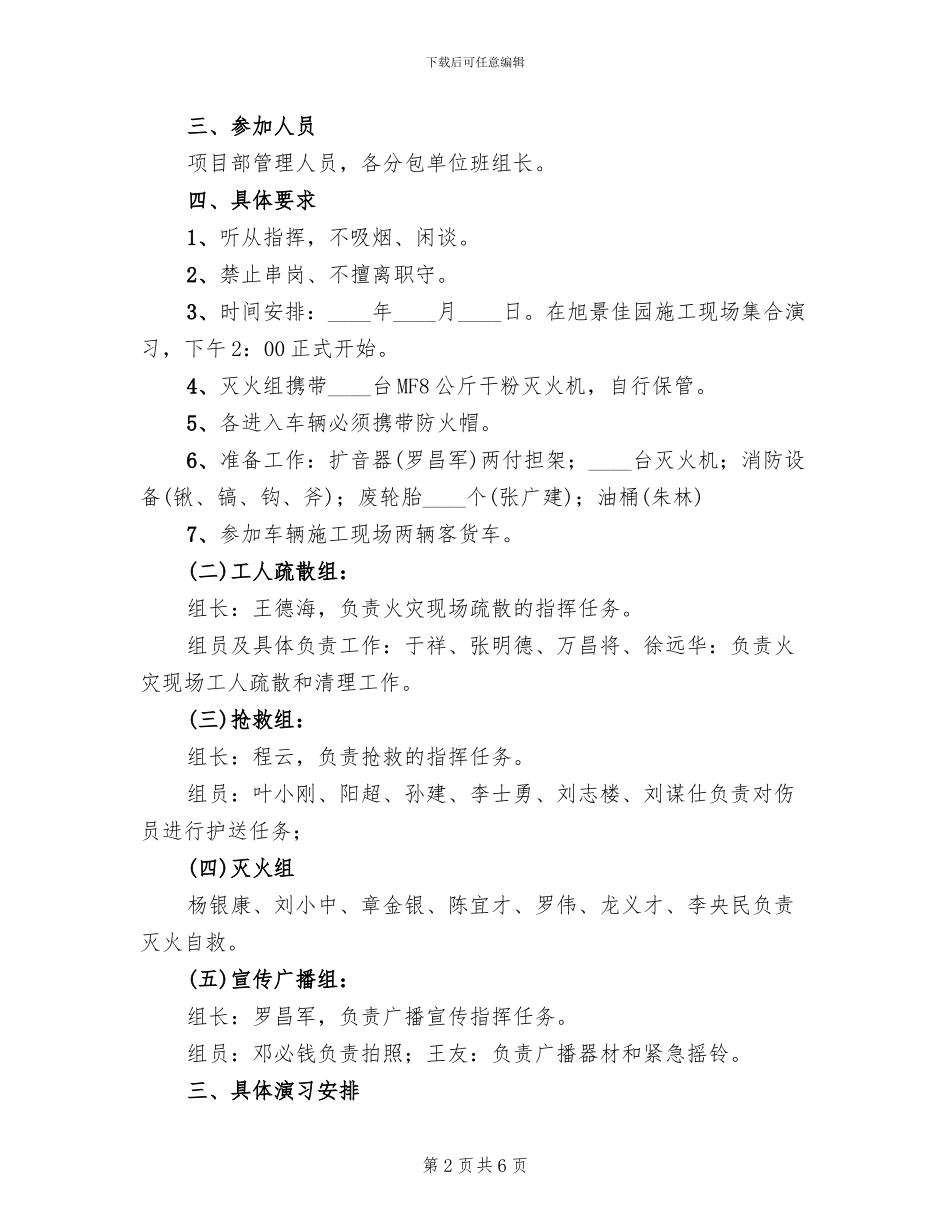 消防应急演练实施方案范文_第2页