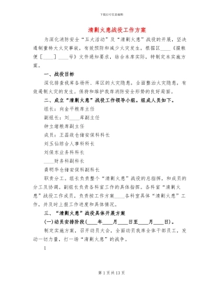 清剿火患战役工作方案