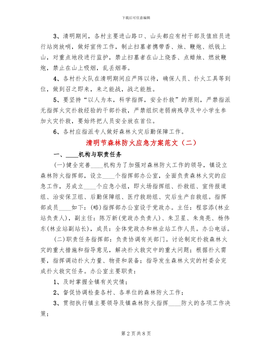清明节森林防火应急方案范文_第2页