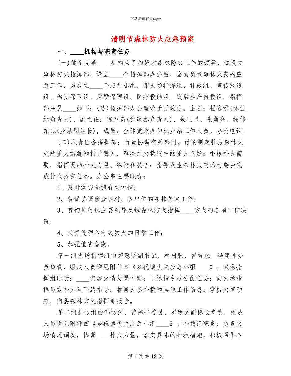 清明节森林防火应急预案_第1页