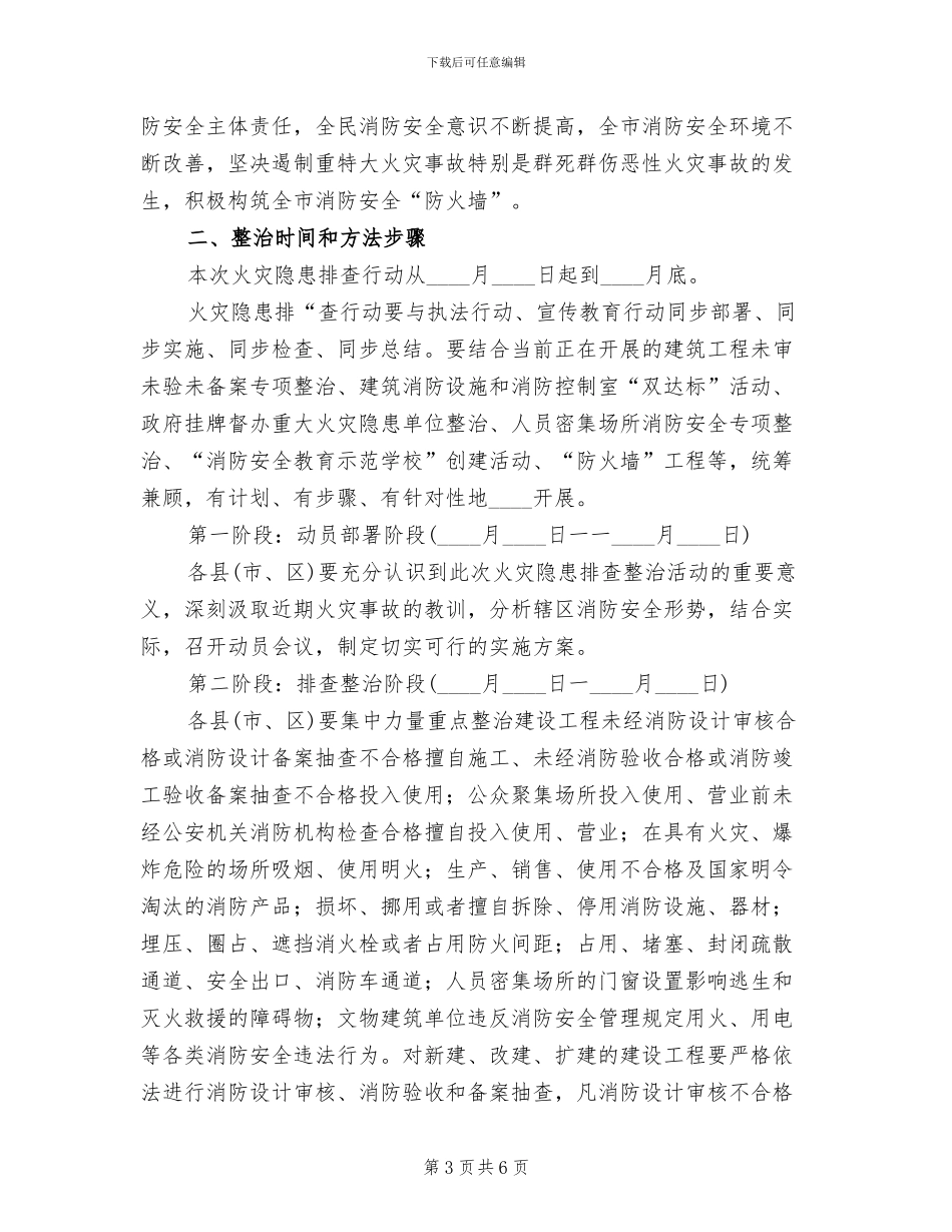 火灾隐患排查整治实施方案范本_第3页