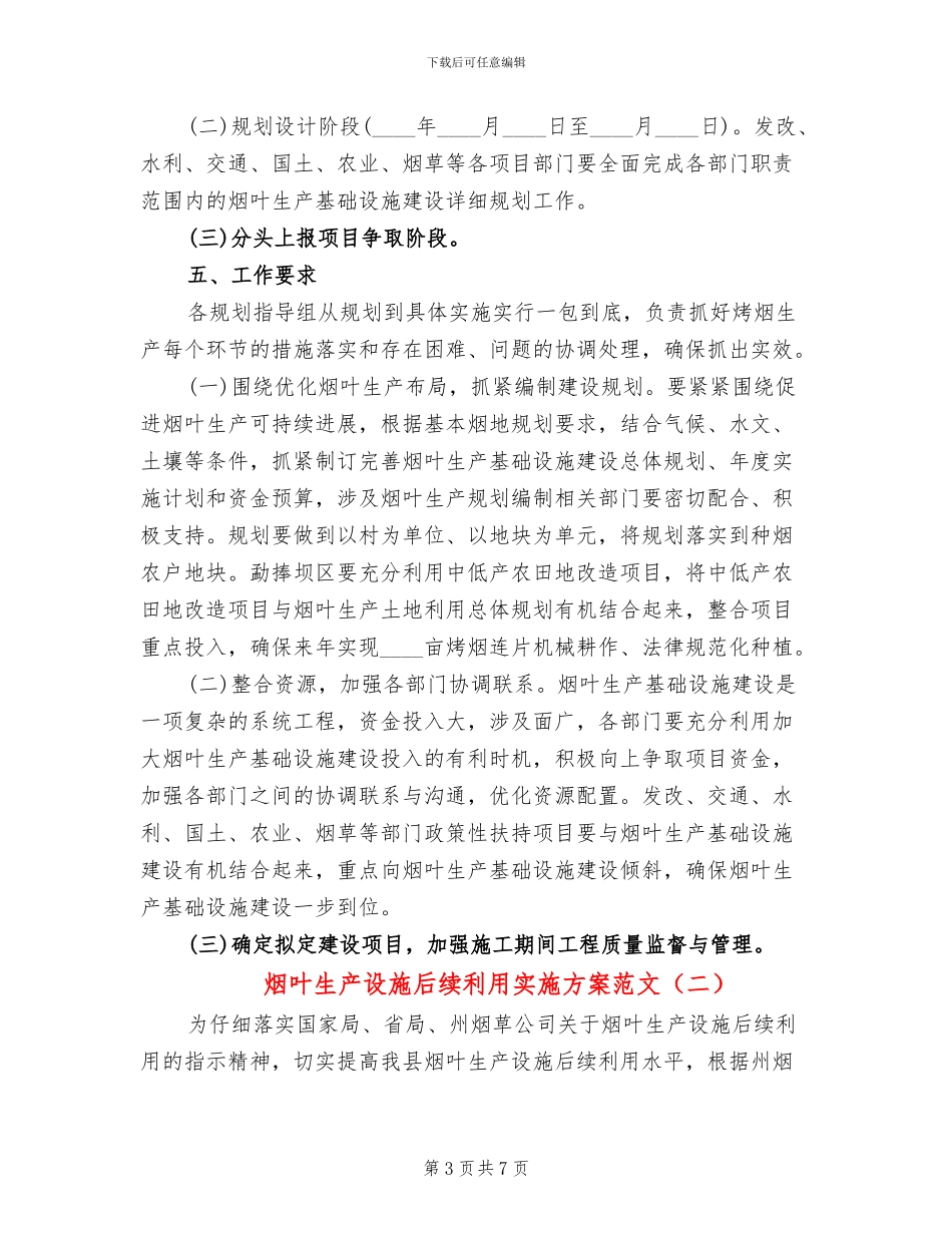 烟叶生产设施后续利用实施方案范文_第3页