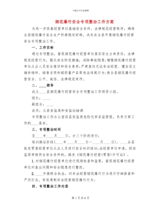 烟花爆竹安全专项整治工作方案