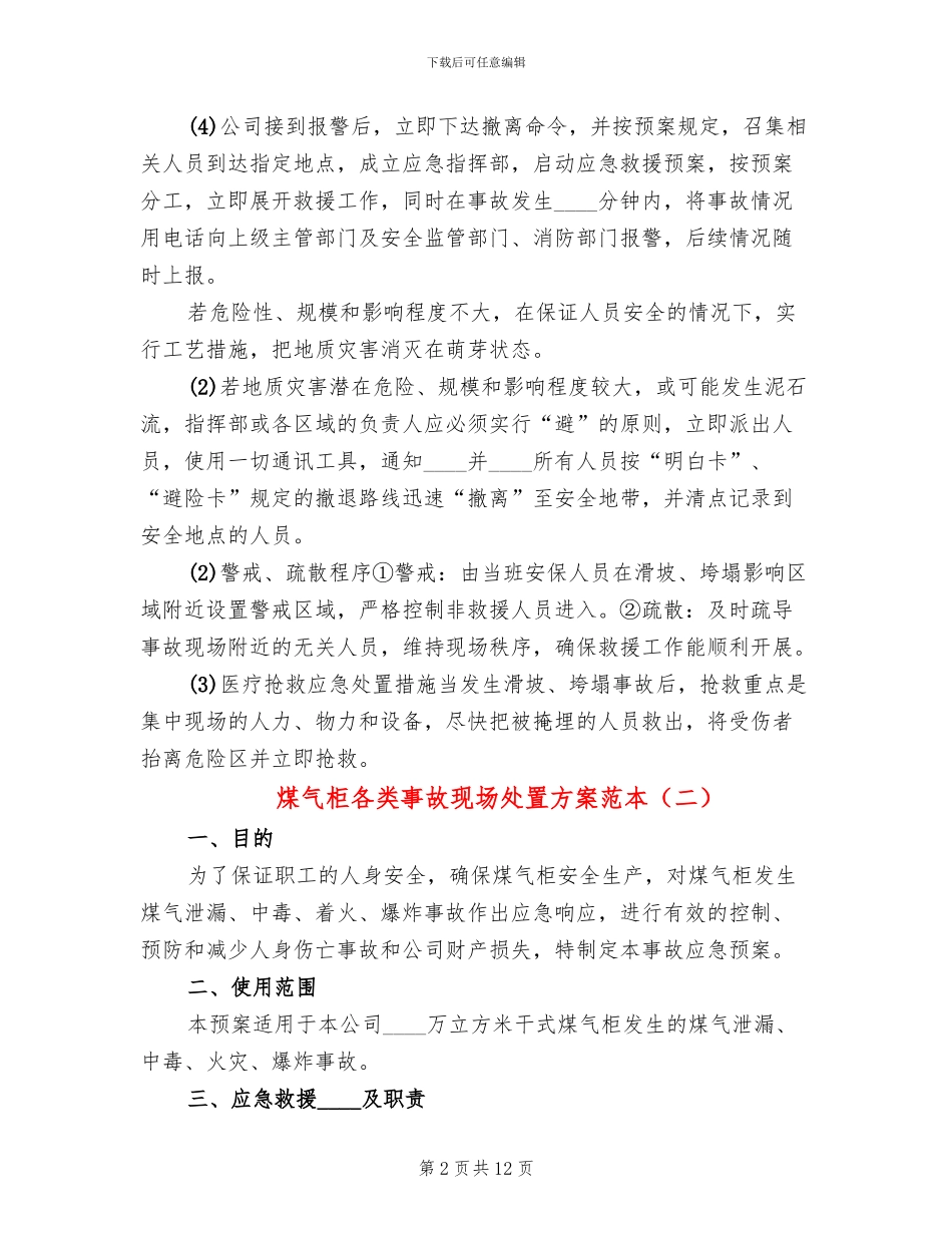 煤气柜各类事故现场处置方案范本_第2页