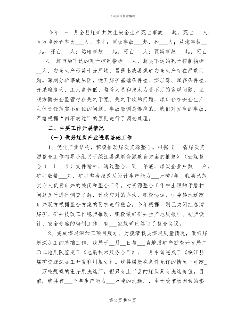 煤炭工业局2024年终工作总结_第2页