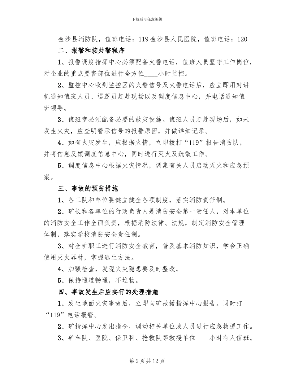 煤矿地面消防应急预案范文_第2页